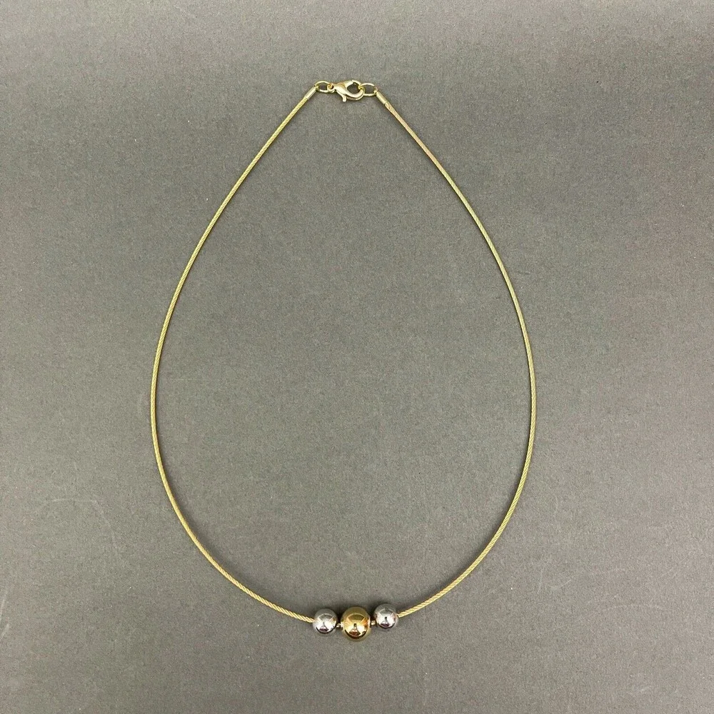 Gold-tone Silver-tone Beads Women's Fashion Wire Necklace‎ NWOT